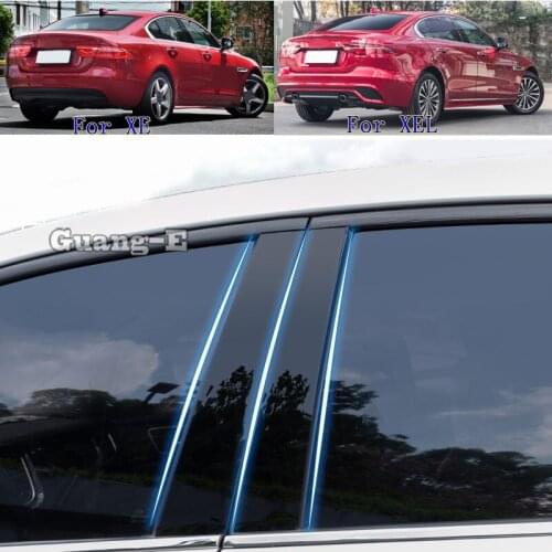 For Jaguar XE XEL 2016-2021 Car PC Material Pillar Post Cover Door Trim Window Piano Black Molding Sticker Plate 6pcs