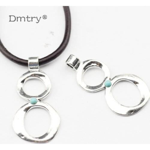 Dmtry 5pcs/lot Brand New Design Sale Two Round Necklace Pendant Charms Accessories For Making Jewelry Bracelet Necklace LC0136