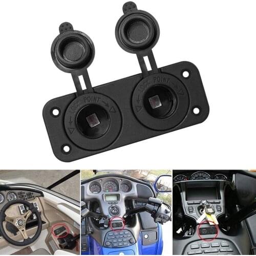 DIY Car Motorcycle Dual Cigarette Lighter Splitter 12V 24V Charger Power Socket Adapter Plate Panel Mount 4 Screws 4 Screw Caps