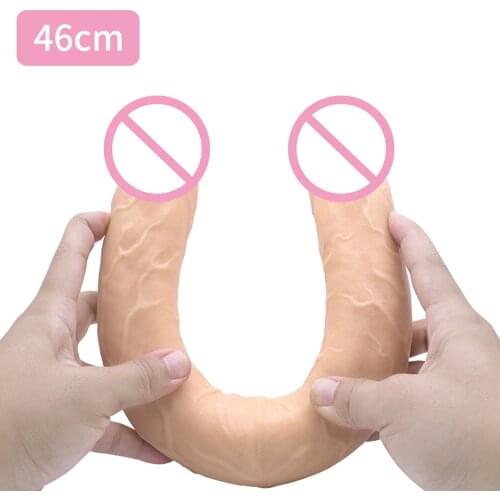 Double-headed Dildo 46CM Long Simulation Big Penis Clitoris G-spot Stimulator Female Masturbator Anal Plug Sex Toys for Lesbian