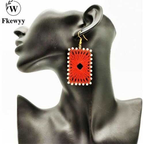 Fkewyy Earrings For Women 2021 Fashion Goth Accessories Pink Square Earrings Bohemia Jewelry Long Earring Wedding Accessories