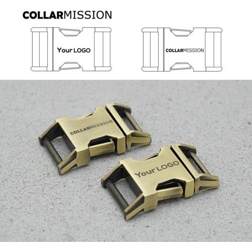 15mm Engraved buckle, We provide laser engraving service customize LOGO copper metal buckle for DIY dog collar accessory CK15HJ