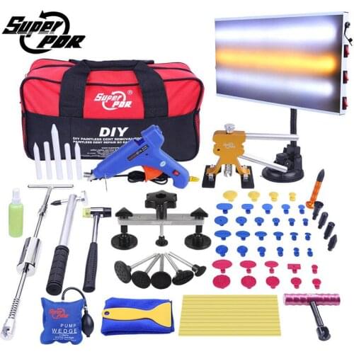 GLCC Kits PDR Tool Slide Hammer Rubber Hammer Glue Gun Hot Glue Sticks Tap Down Pen LED Line Board Car Body Dent Repair Tools