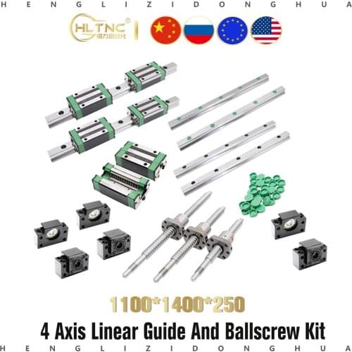 Custom kit of HGR20 rails 6PC HR20 250/1100/1400mm HGH20CA / HGW20CC +1610 -1200/1500mm 1204 300mm+BK/BK12 BKBF10 for cnc part