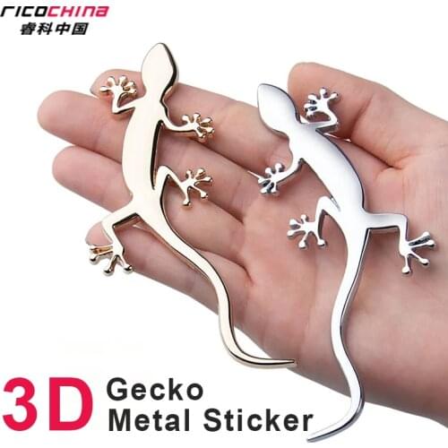 3D Metal Gecko stickers Car Styling Decoration Automobile Refitting Accessories Sticker Chrome Decal for Audi A3 A4 A5 A6 Q3 Q5