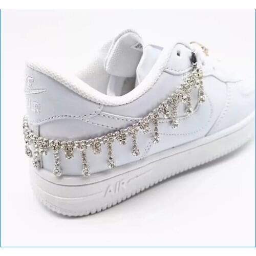 Metal Crystal Rhinestone Fringe Tassel Trim Chain for Shoes Luxury Sneaker Decorations Womens DIY Shoes Accessories
