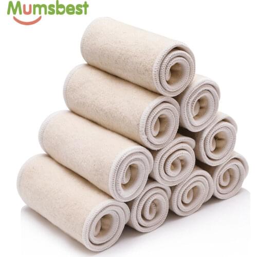 Mumsbest 10PCS Hemp Cotton Insert Organic Reusable Insert For Used With Pocket Diapers Baby Nappy Inserts