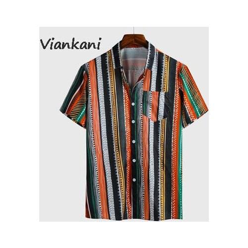 Mens Shirt Summer New All-match Striped Short Sleeve Blouse for Men 2021 Three-Dimensional Business Trip Party Shirts