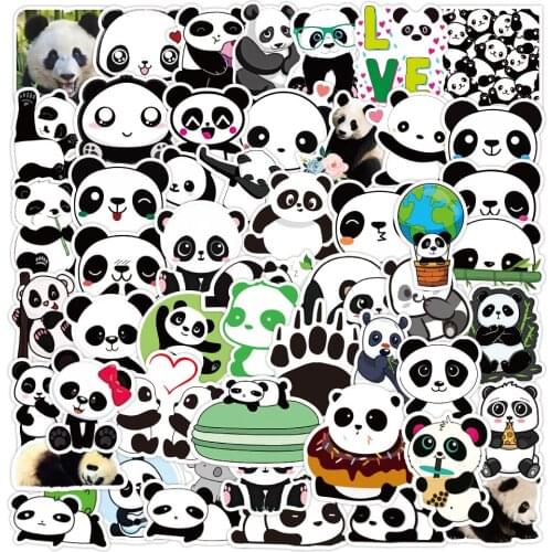 50pcs Panda Stickers For Notebooks Laptop Computer Craft Supplies Adesivos Scrapbooking Vintage Sticker Aesthetic Kscraft