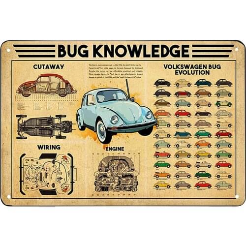 Personalized Tin Sign Volkswagen Beetle Bug Knowledge Metal Sign Horizontal Metal Sign Vintage Bar Sign