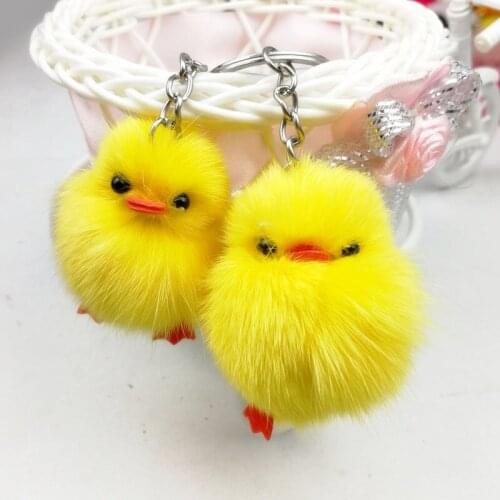 Shaking tone net red little yellow duck pendant Water mink chick keychain pendant Bag accessory plush duckling accessories