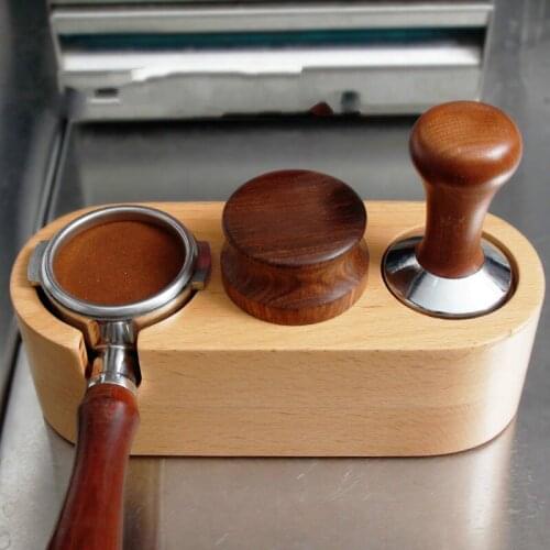 Manual Wood Coffee Tamper Holder Mat Barista Coffee Espresso Tampering Latte Art Pen Tamper Holder Home Coffee Accessories WY718