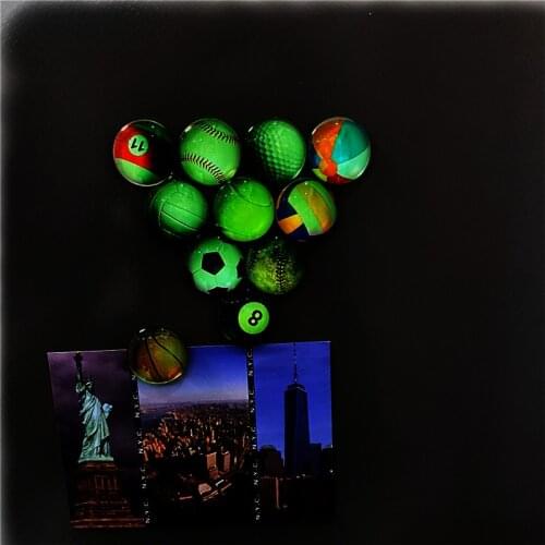 Luminous Fridge Magnets 30 Mm Glass Refrigerator Magnets Fridge Decoration - Football Tennis Table Tennis Rugby Golf Ocean Ball