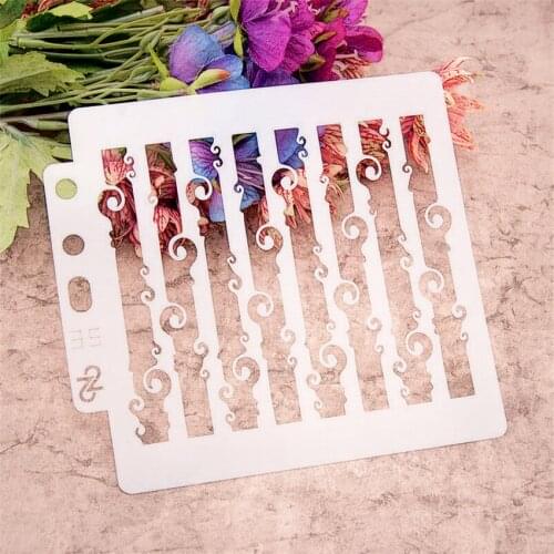 14.1*13 waves fence stencils spray plastic mold shield DIY cake hollow Embellishment printing lace ruler Easter