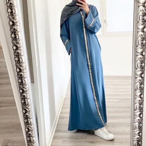 Turkey Eid Muslim Women Dress dubai Lace-up Loose Maxi Dresses Moroccan Kaftan Tunic robe musulman Arab Islamic Clothing Abayas