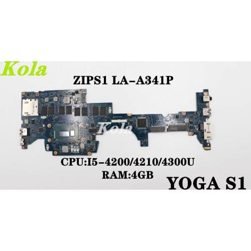ZIPS1 LA-A341P For Lenovo ThinkPad YOGA S1 Laptop motherboard with CPU I5-4200/4210/4300U 4G-RAM 100% Fully Tested