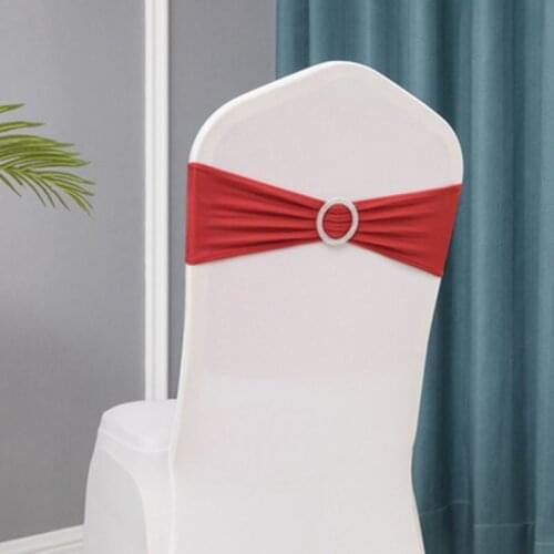 10pcs Cute Elastic Spandex Chair Bow Sash Stretch Lycra Chair Sash Band with Heart Buckle for Banquet Hotel Wedding Decoration
