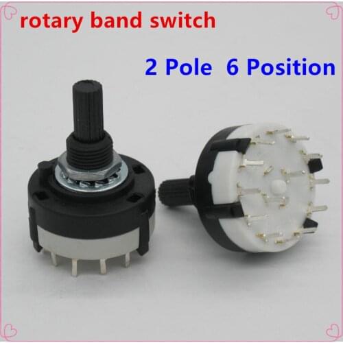10pc High-quality RS26 2 Pole Position 6 Selectable Band Rotary Channel Selector Switch Single Deck Rotary Switch Band Selector