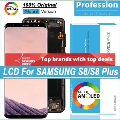 100% Original Amoled Display with frame for Samsung Galaxy S8 G950F G950FD Full LCD S8 Plus G955 G955F Touch Screen Repair parts