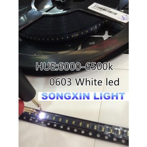 1000pcs/lot Small white lamp beads 0603 SMD LED 0603 white Light-emitting diodes 1.6*0.8*0.4MM 6000-6500K 3.0-3.6V