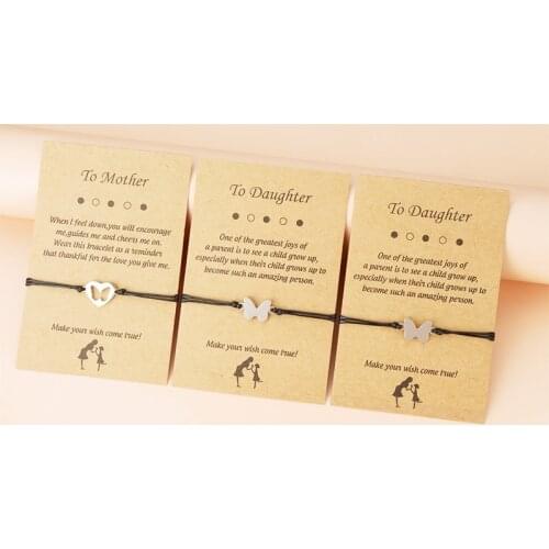 3PCS/Lot Stainless Steel Butterfly Charm Bracelet Mother Daughter Bracelets For Women Mothers Day Gift Leather Rope Chain New