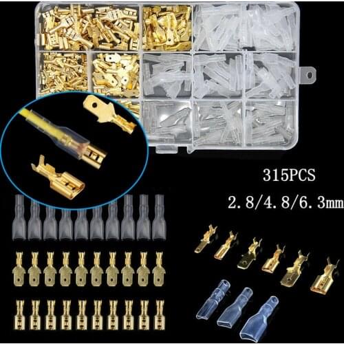 315Pcs Insulated Male Female Wire Connector 2.8/4.8/6.3mm Electrical Wire Crimp Terminals Spade Connectors Assorted Kit