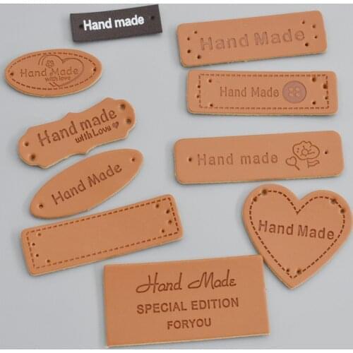 50Pcs/lot Handmade Clothes Labels Embossed Hand Made Letter Garment Labels For Bags Diy Sewing Materials