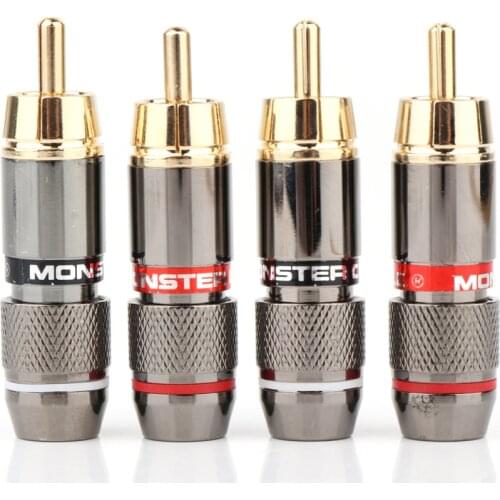 8Pcs R1733 Hifi RCA Plug Gold Plated 6mm Male Double Self-Locking Lotus Wire Connectors Audio Adapter