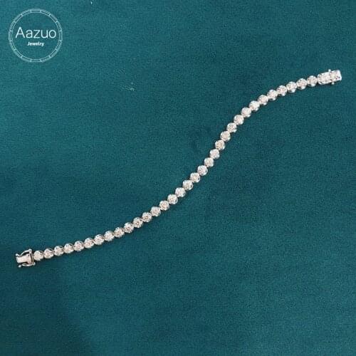 Aazuo Au750 Real 18K White Gold Natrual Diamonds 5.0ct Fashion Bracelets For Woman Upscale Trendy Wedding Engagement Party