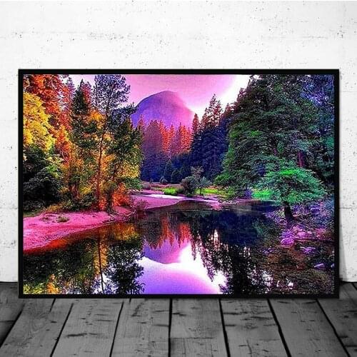 Beautiful Autumn Mountain River DIY 5D Diamond Painting Embroidery Cross Stitch Full Drill Mosaic Wall Art Home Decor Gift