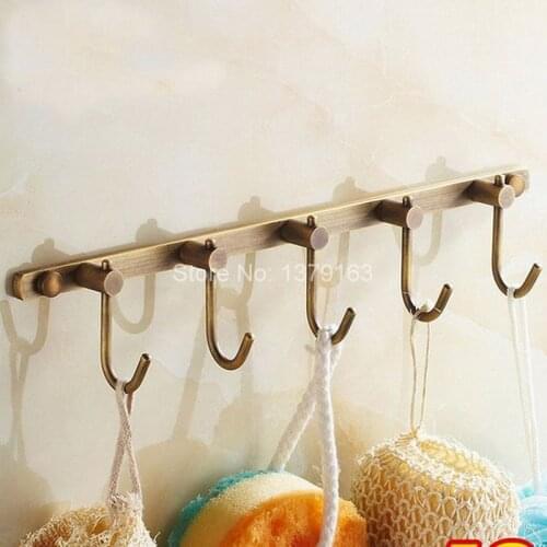 Antique Brass Bathroom Robe Hook Coat Hat Towel Hook Hanger Wall Mounted Bathroom Accessory aba036