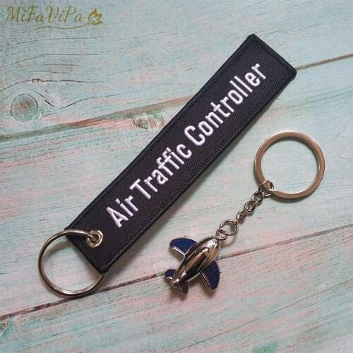 MiFaViPa Black Keychains Air Traffic Controller New Trinkets Pilot Gift Aviation Key Chain with 1 PC Metal Plane Key Rings Porte