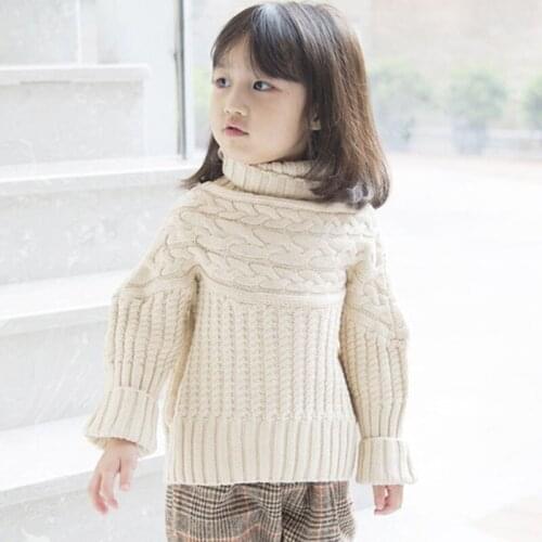 Children Turtleneck Girls Sweaters 2019 Winter Thick Warm Kids Knitted Pullover Tops RT574