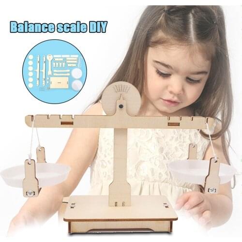 DIY Balance Scale Assembly Toy Scientific Experiment Wooden Model Kit Children Educational Toy BM88