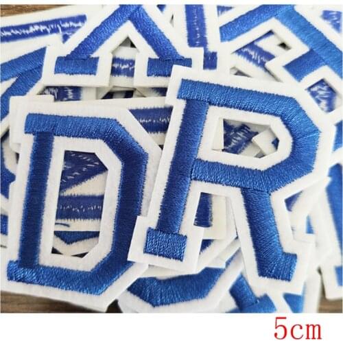 Embroidery Brand Patch Blue Color Name Letter Sew on Transfer Iron on Sticker Baby Clothes Bag Decoration