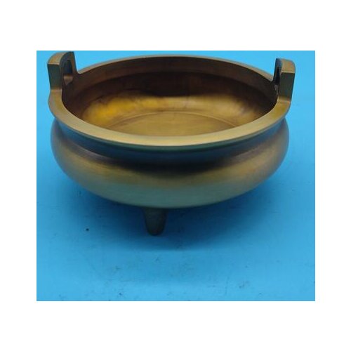 China Folk Collection Brass Incense Burner Censer Tripod Bronze Copper