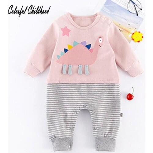 0-24M baby kids dinosaur cartoon design long sleeve stripes winter/autumn unisex jumpsuit lovely Infant/newborn/toddlers onesies