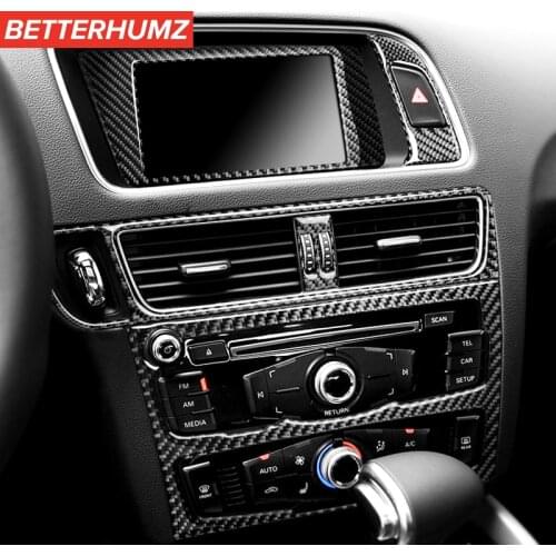 For Audi Q5 SQ5 Auto Interior Air Conditioning CD Panel Carbon Fiber Stickers Navigation Frame Decals Car styling Accessories