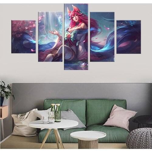 The New Spirit Blossom Ahri Chroma Wall Picture LOL Game Wall Picture for Home Decor HD Game Poster Canvas Wall Art Painting