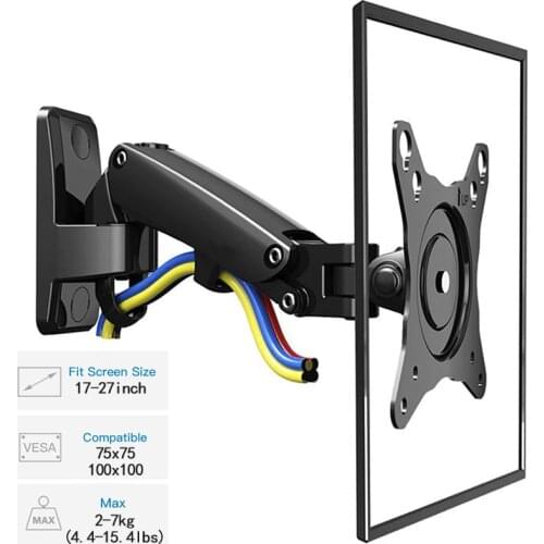 17-27" Gas Spring Full Motion TV Wall Mount LCD LED Monitor Wall Holder Aluminum Swivel Arm Bracket NB F120