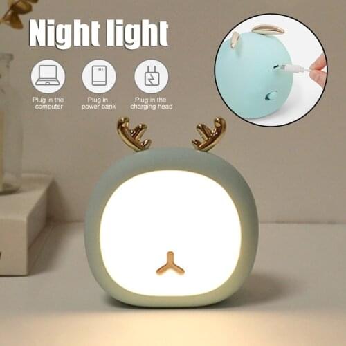Night Light Elk Cute Lamp Baby Night Light with Touching Sensor Rechargeable Color Changing for Children Bedroom _WK