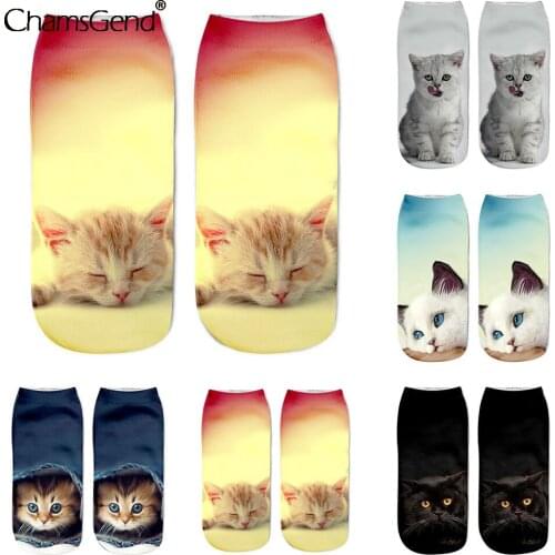 Cartoon Cat Sock 3d Cat Printed Cotton Comfortable Anklet Socks Low Cut Sports Sock Cute Women Girl Casual Socks Dropshipping