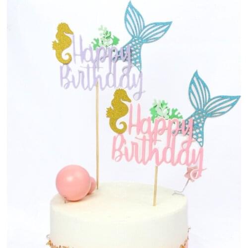 Mermaid Tail Boy Girl Kids Favors Mermaid Party Theme Supplies Party Decorations Birthday Cake Topper Baby