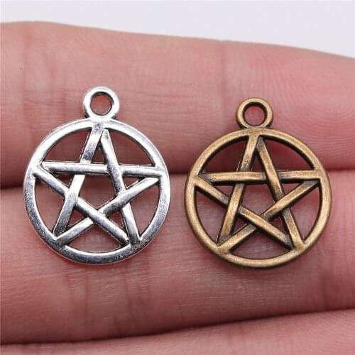 20pcs Pentagram Star Alloy Charms For Jewelry Making Star Charm Pendant Designer Charms For Bracelet Charms DIY Findings 18x20mm