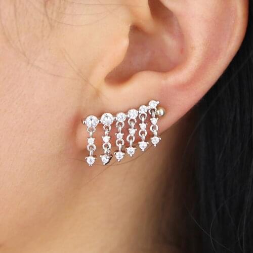 Iced out bling Cz Drop charm Tassel earring Gold silver color Gorgeous Women sparking bling cubic zirconia jewelry