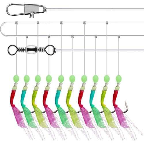 Sabikis Rigs Bait With 10 Hooks Fishing Feather Lures Sea Herring Baits String Hooks Fishing Tackle Pesca Iscas Accessories