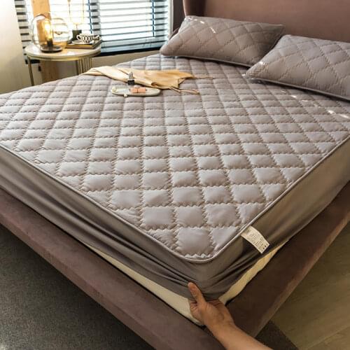 Skin Friendly Fitted Bed Sheet Thickened Cotton Bedspread Breathable Mattress Cover Protective Bed Cover Single Piece