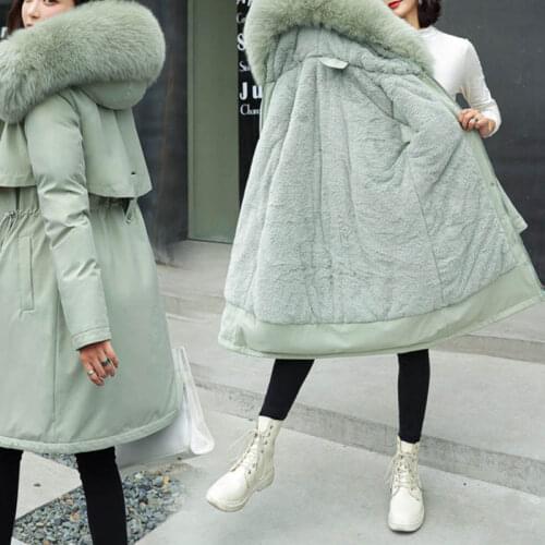 Hooded Down Cotton Jacket 2021 New Winter Jacket Women Plus Velvet Thick Fashion Warm Puffer Parkas Casual Long Oversize Outwear