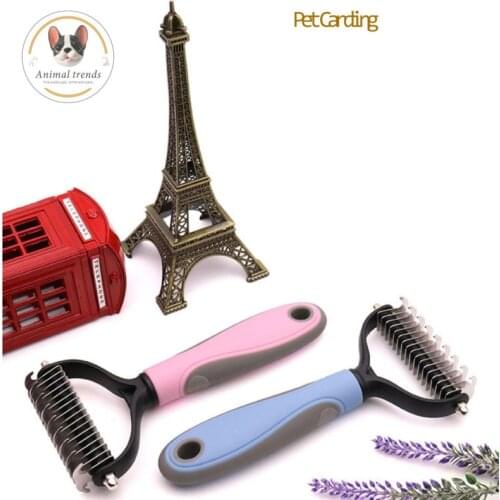 Hair Removal Comb For Dogs Tera Pet Fur Knot Cutter Remove Rake Grooming Shedding Brush Comb Rake Dog Cat One/Double Side Comb