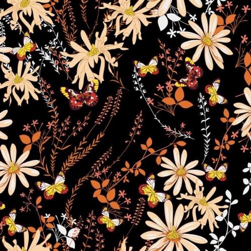 [ CLEARANCE SALE ] PRINTED SILK CHIFFON 140cm width 8momme 100% Natural Pure Silk Chiffon Yarn Fabric For Dresses 2.295 Yards